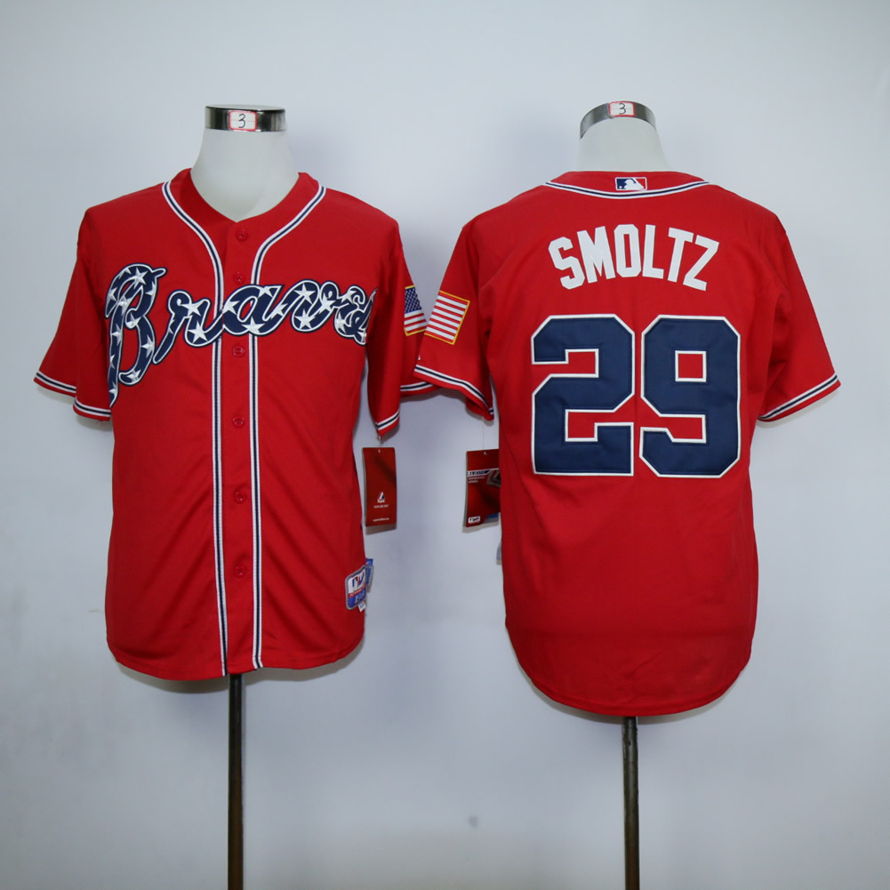 Men Atlanta Braves 29 Smoltz Red MLB Jerseys